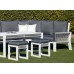 Salon De Jardin Sofa Estambul-30-Dl Finition Blanc/Cordage Gris Tissus Enma Gris Fonce Dralonlux De 4 À 8 Places