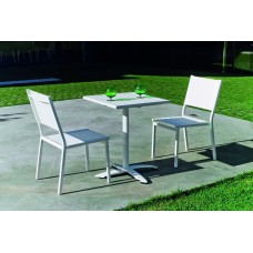 Salon De Jardin À Manger Pour Balcon Ou Petit Espace Boston-60-Haf/Sion/2 Finition Blanc Tissus Blanc Textilene